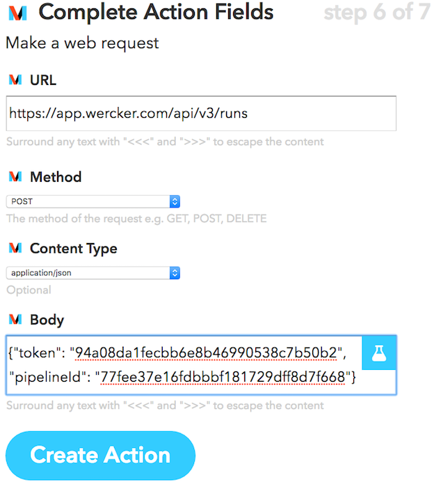 IFTTT screenshot of Maker action